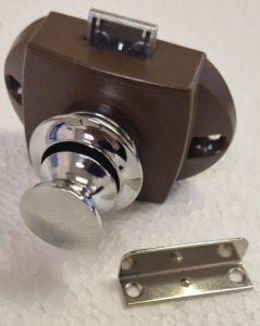 Toilet Door Push Button Catch 15mm (Brown Lock)